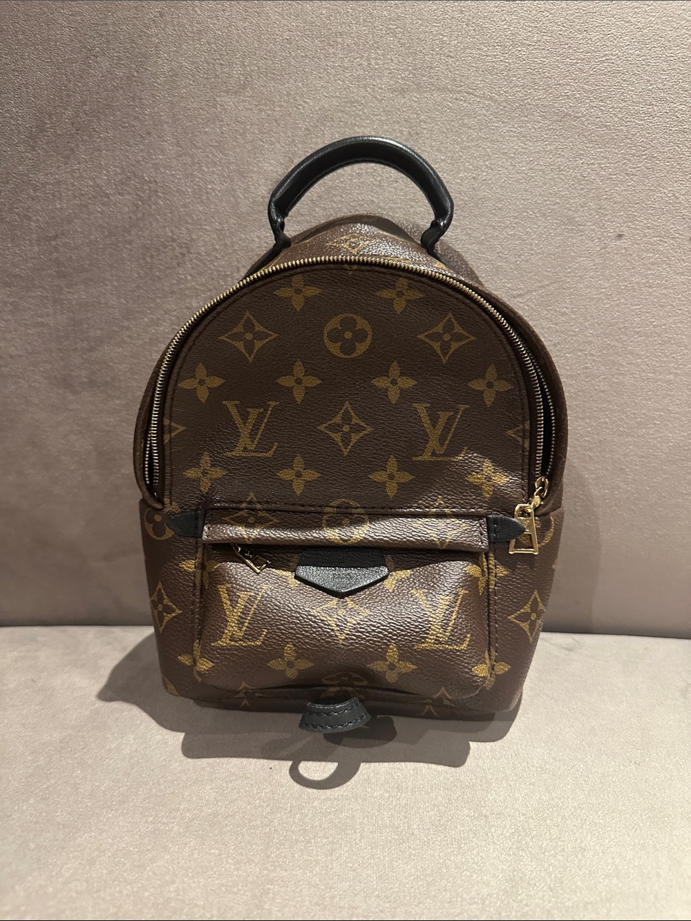 Louis Vuitton Palm Springs Brown Monogram Mini Backpack with Gold Hardware
